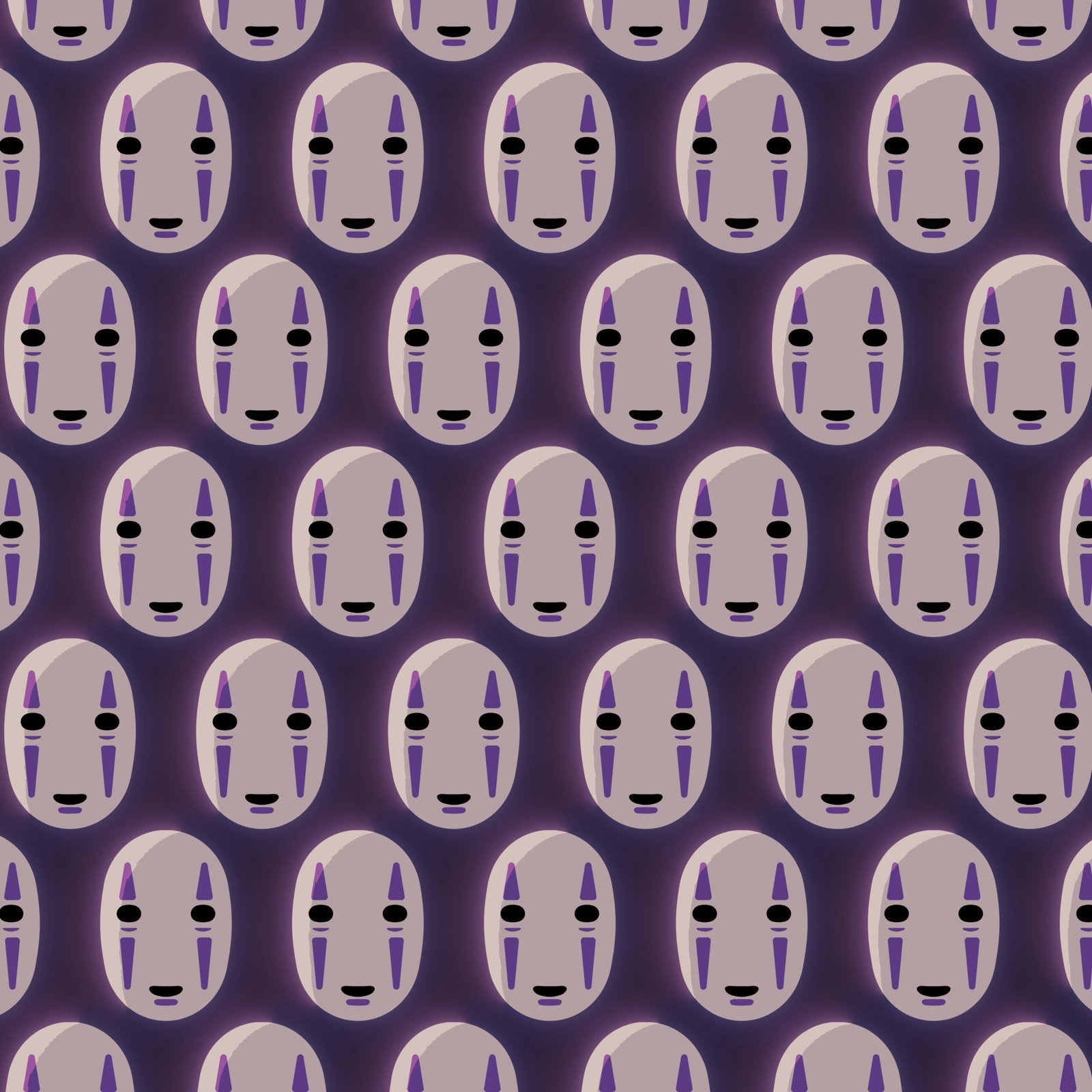 Ilustração em padronagem do personagem No Face, do Studio Ghibli